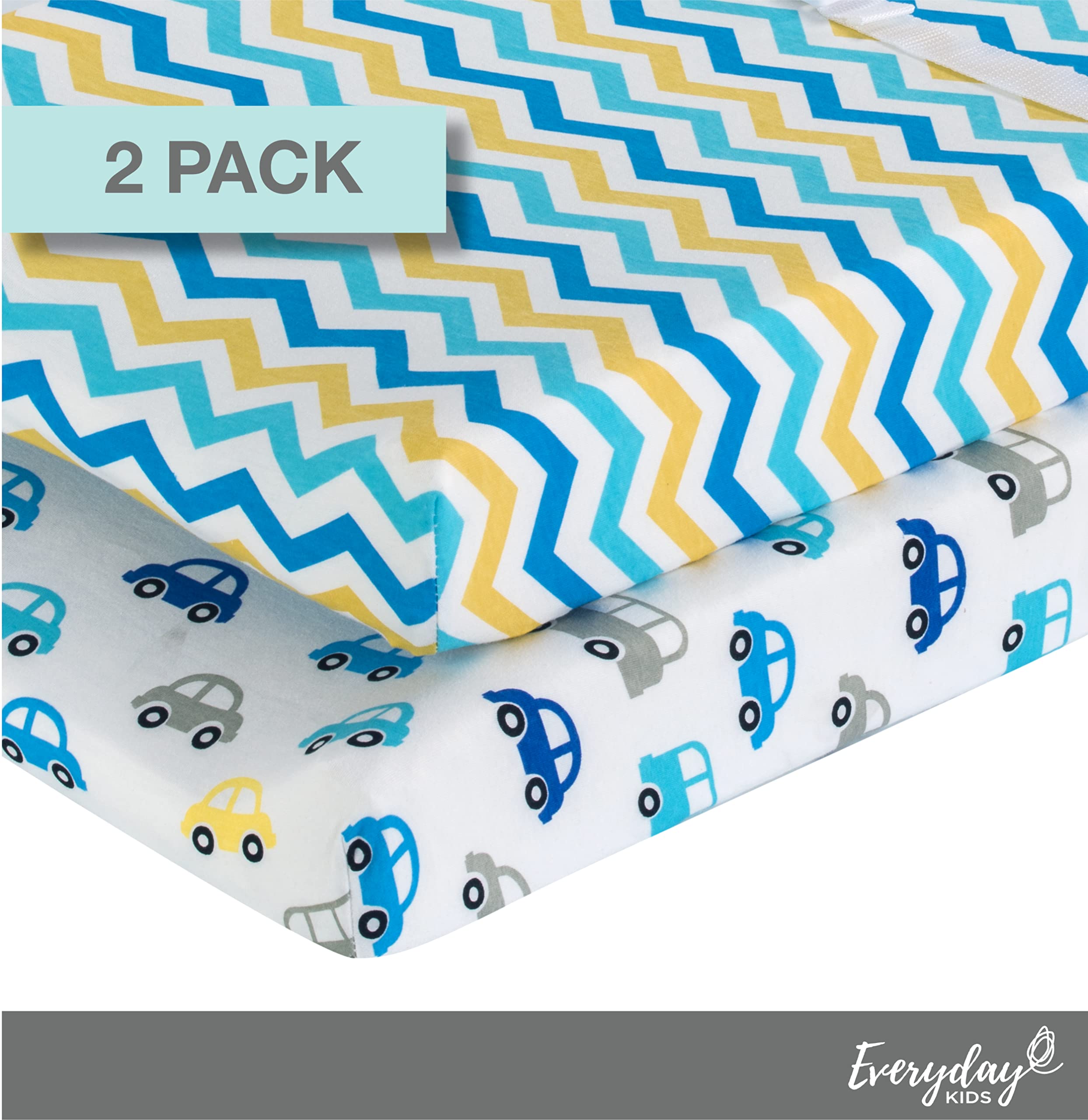 EVERYDAY KIDS nursery-ready covers suit boys with playful patterns.