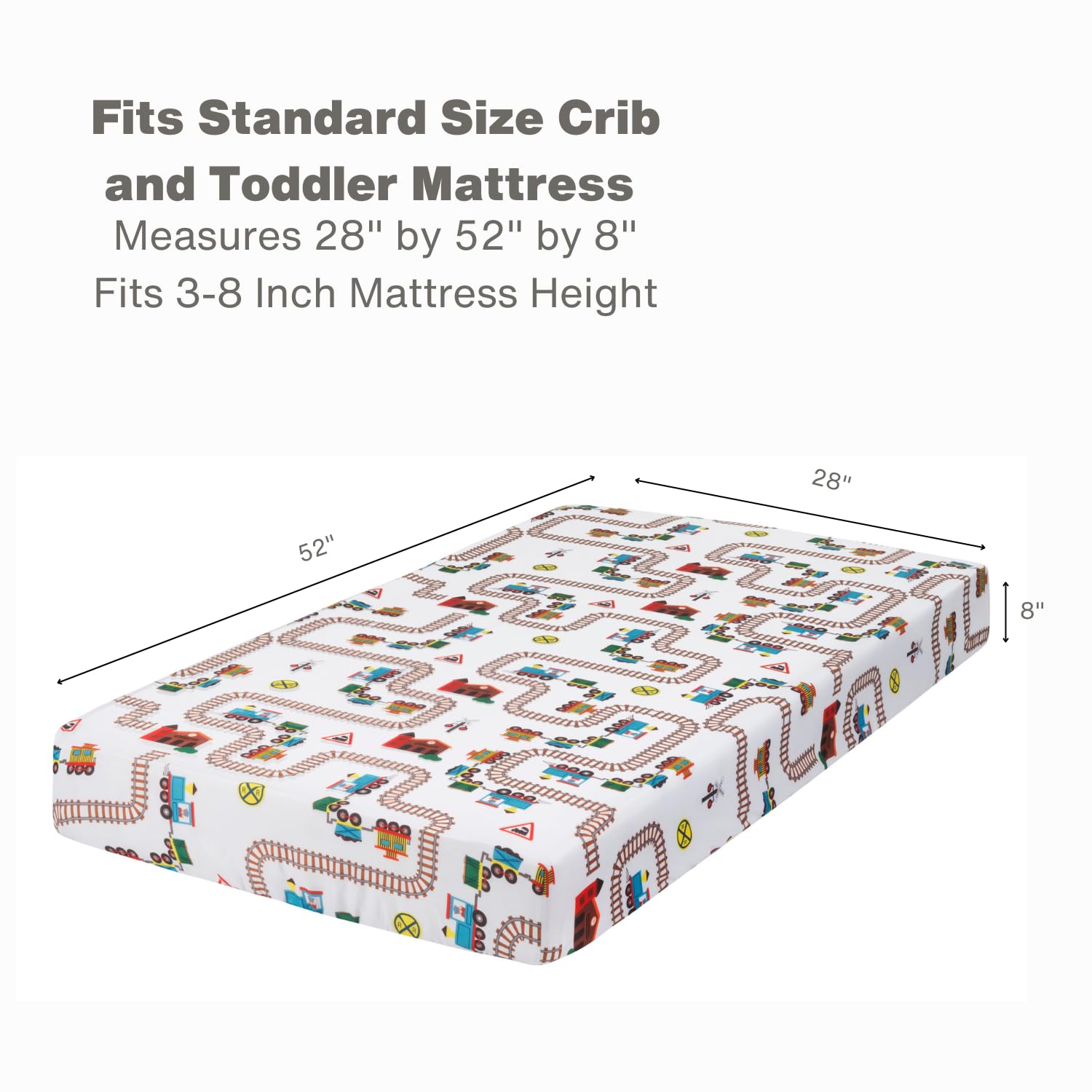 Everyday Kids Choo Choo Train fabric closeup showing breathable microfiber for comfortable sleep.