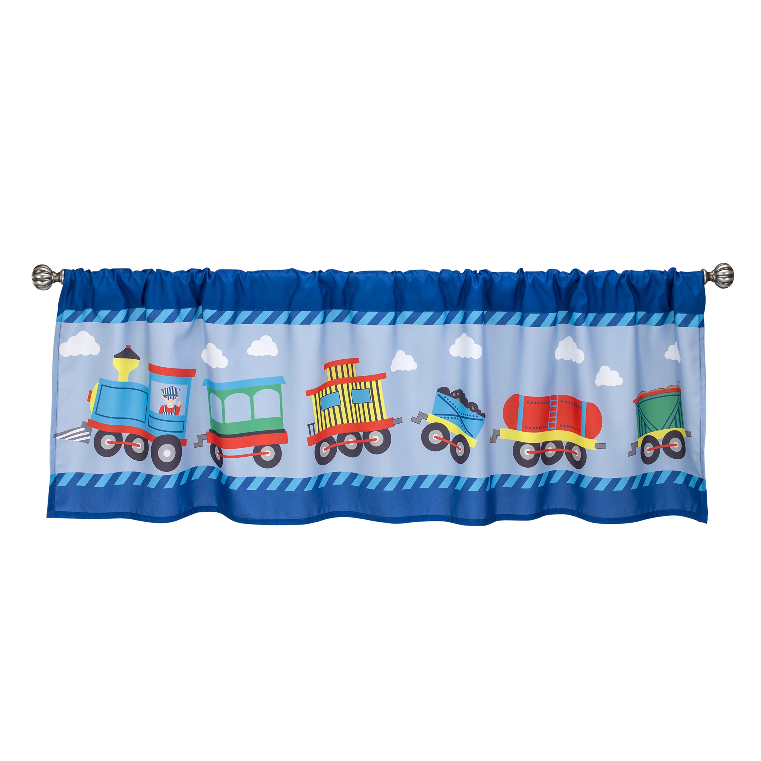 EVERYDAY KIDS Choo Choo Train valance fits standard 36-48 inch windows.