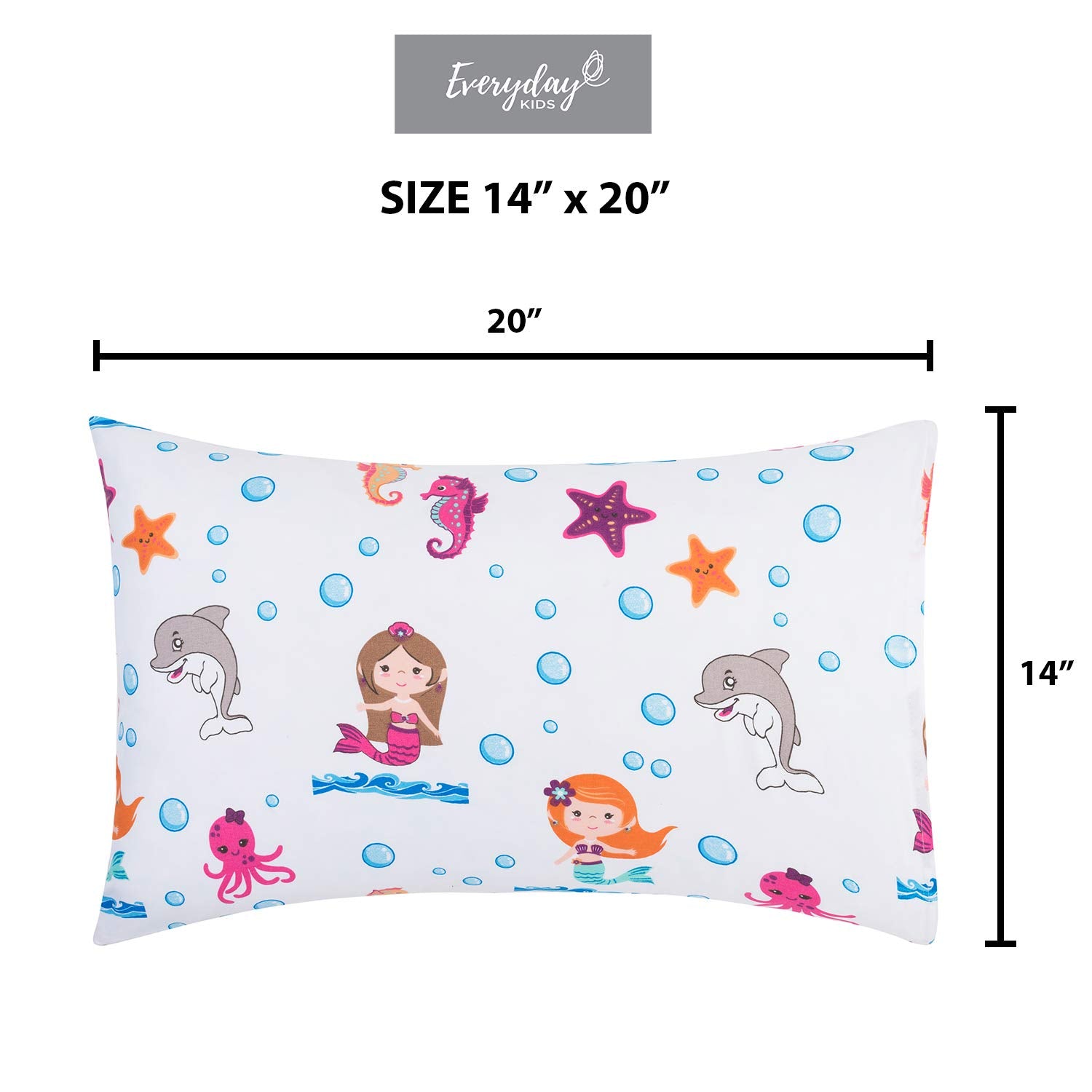 Everyday Kids Colorful two-pack pillowcases, playful patterns for daily bedtime routines.