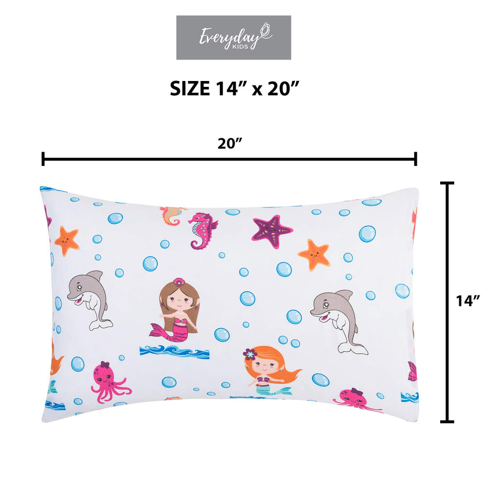 Everyday Kids Colorful two-pack pillowcases, playful patterns for daily bedtime routines.
