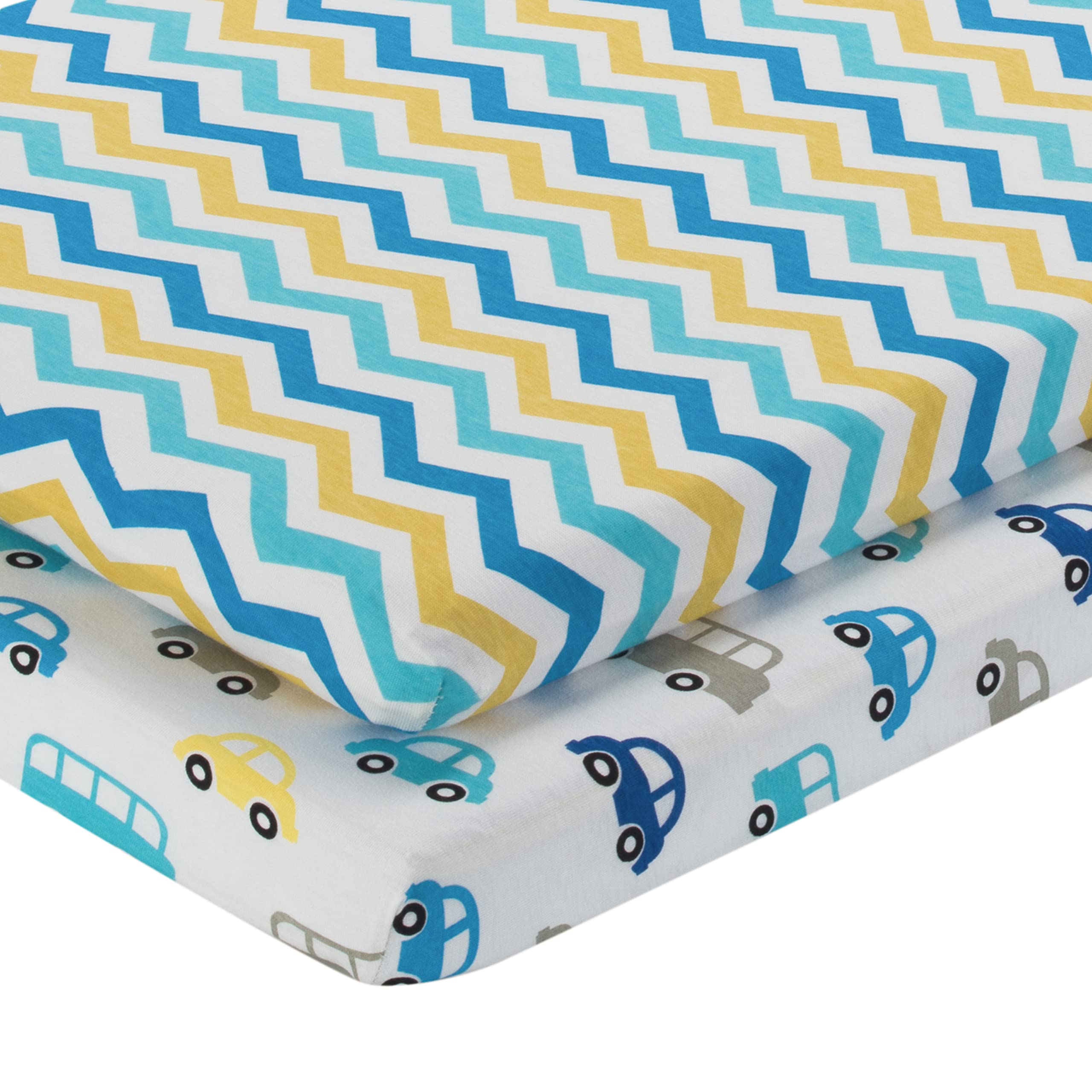 EVERYDAY KIDS cradle sheets with chevron art pattern add modern color and soft touch