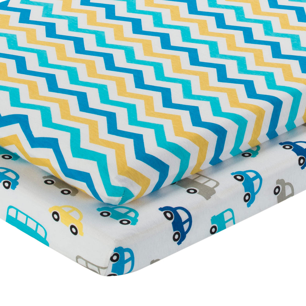 EVERYDAY KIDS cradle sheets with chevron art pattern add modern color and soft touch