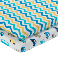 EVERYDAY KIDS cradle sheets with chevron art pattern add modern color and soft touch