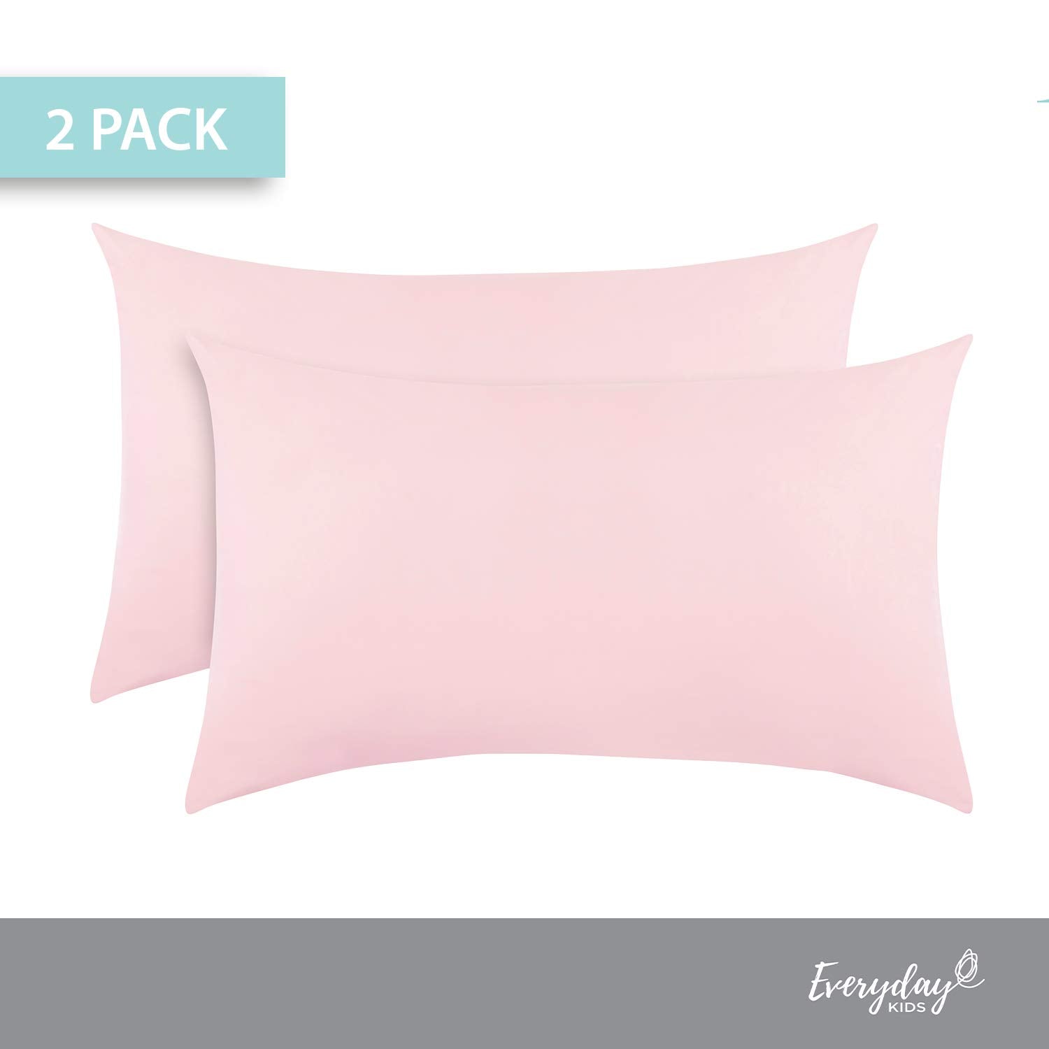 Everyday Kids durable stitching pink pillowcase; designed for preschoolers' pillows.
