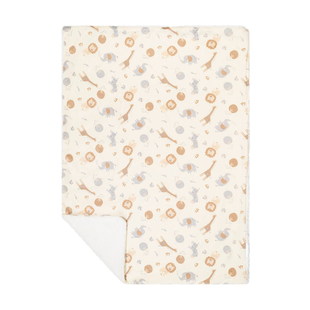 EVERYDAY KIDS large jungle safari blanket front view, soft micro mink touch for cuddling