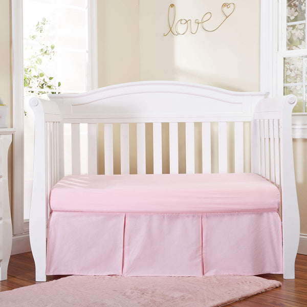 EVERYDAY KIDS light pink pleated crib skirt adds a soft, tidy look to the nursery.