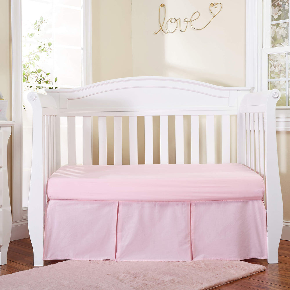 EVERYDAY KIDS light pink pleated crib skirt adds a soft, tidy look to the nursery.