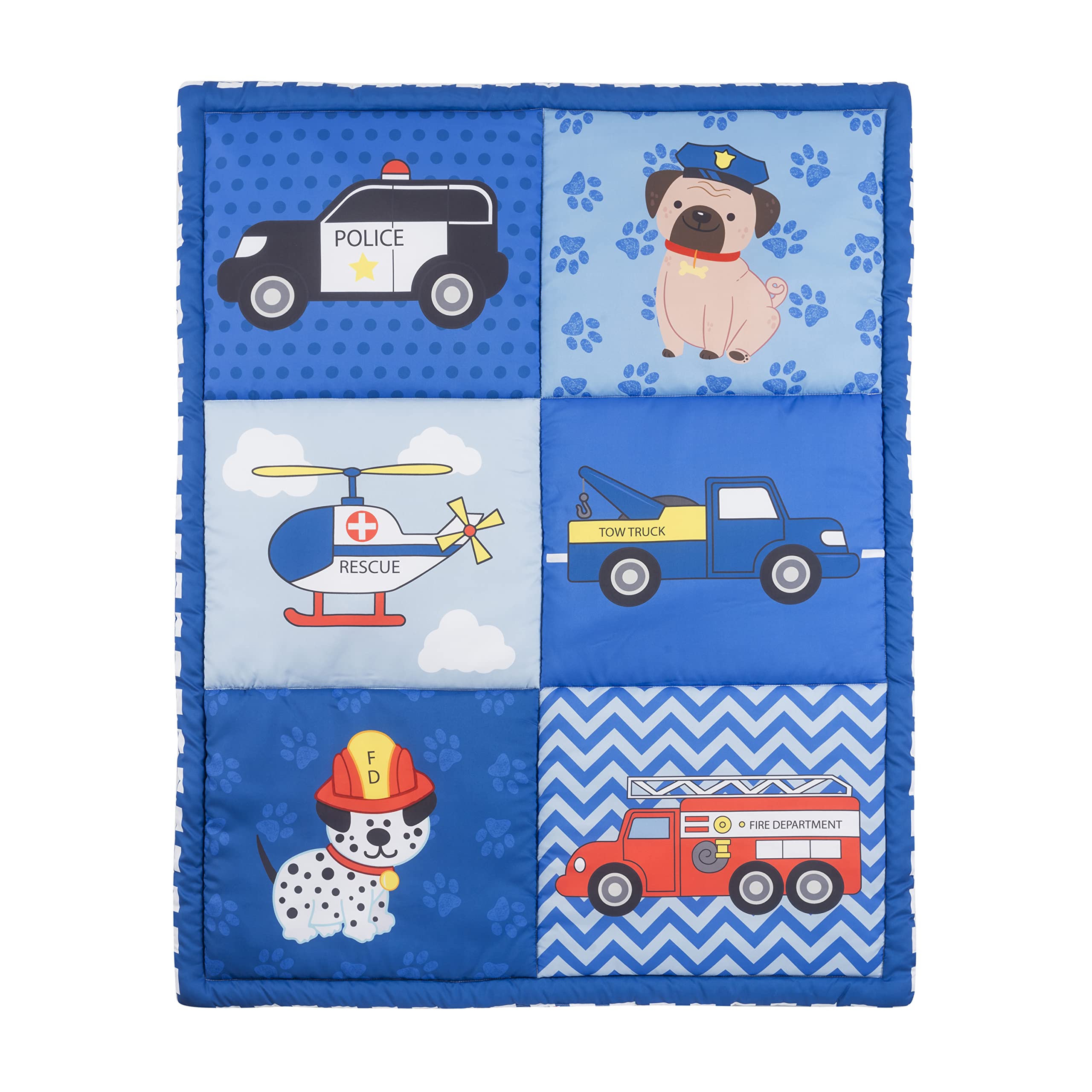 Everyday Kids Little Rescuer nursery scene demonstrates coordinated bedding setup.