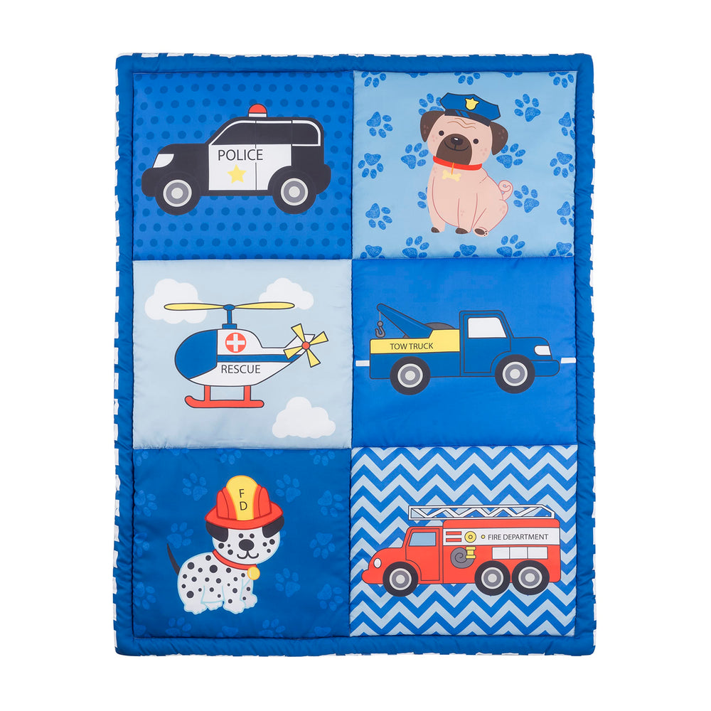 Everyday Kids Little Rescuer nursery scene demonstrates coordinated bedding setup.