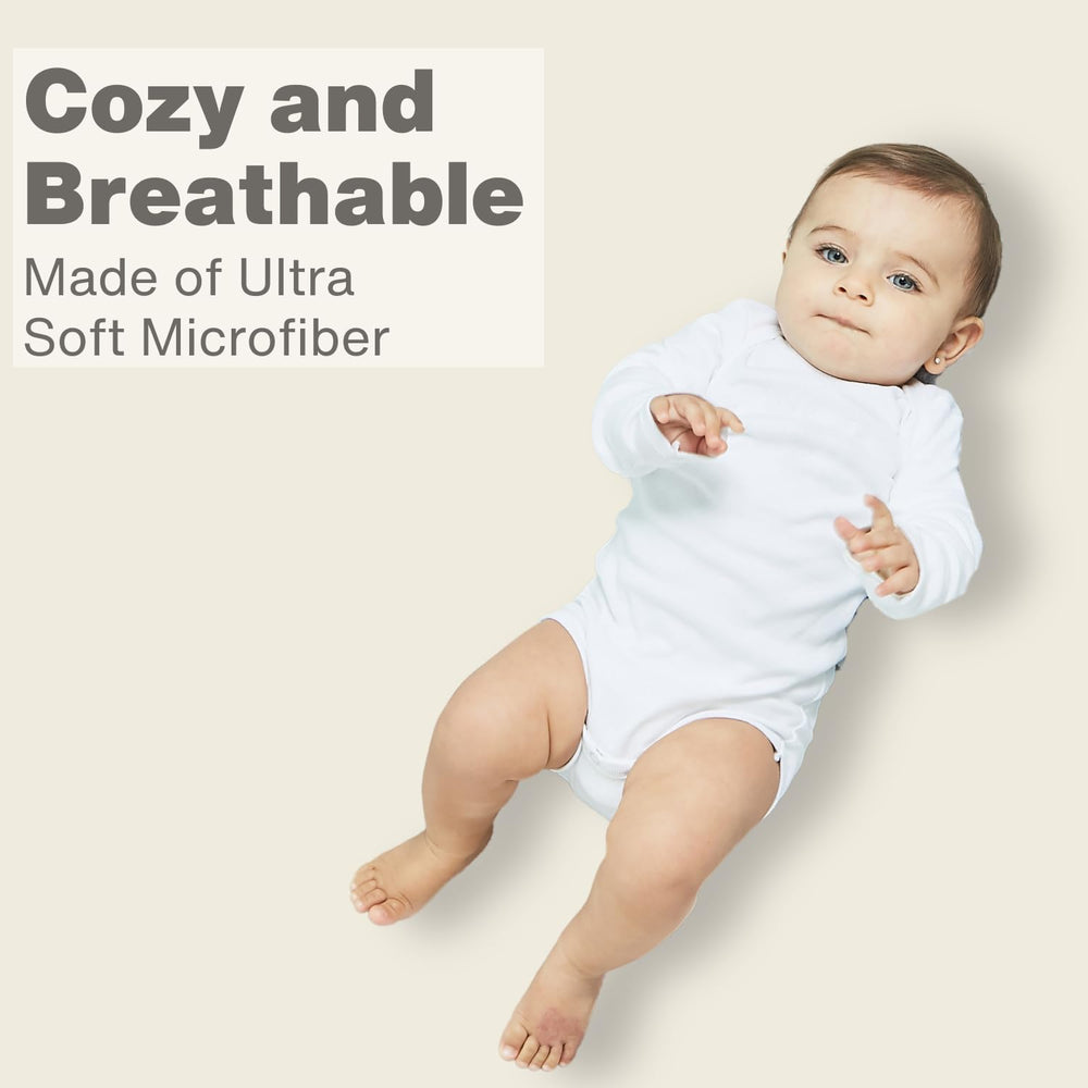 Everyday Kids machine-washable crib sheet for easy care and quick laundry.