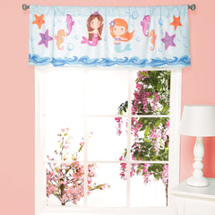EVERYDAY KIDS mermaid valance for toddler windows adds playful coastal color.