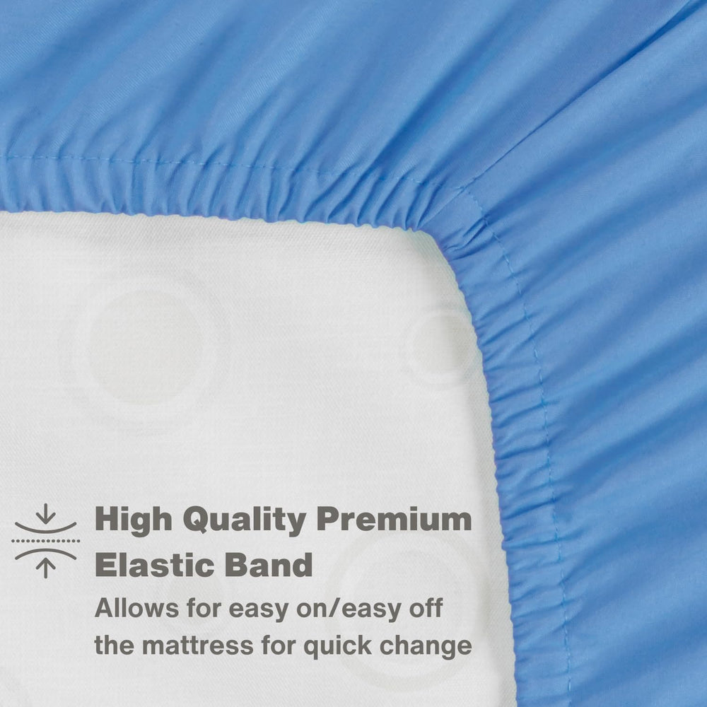 Everyday Kids Train Blue nursery sheets add color and comfort to bedtime.