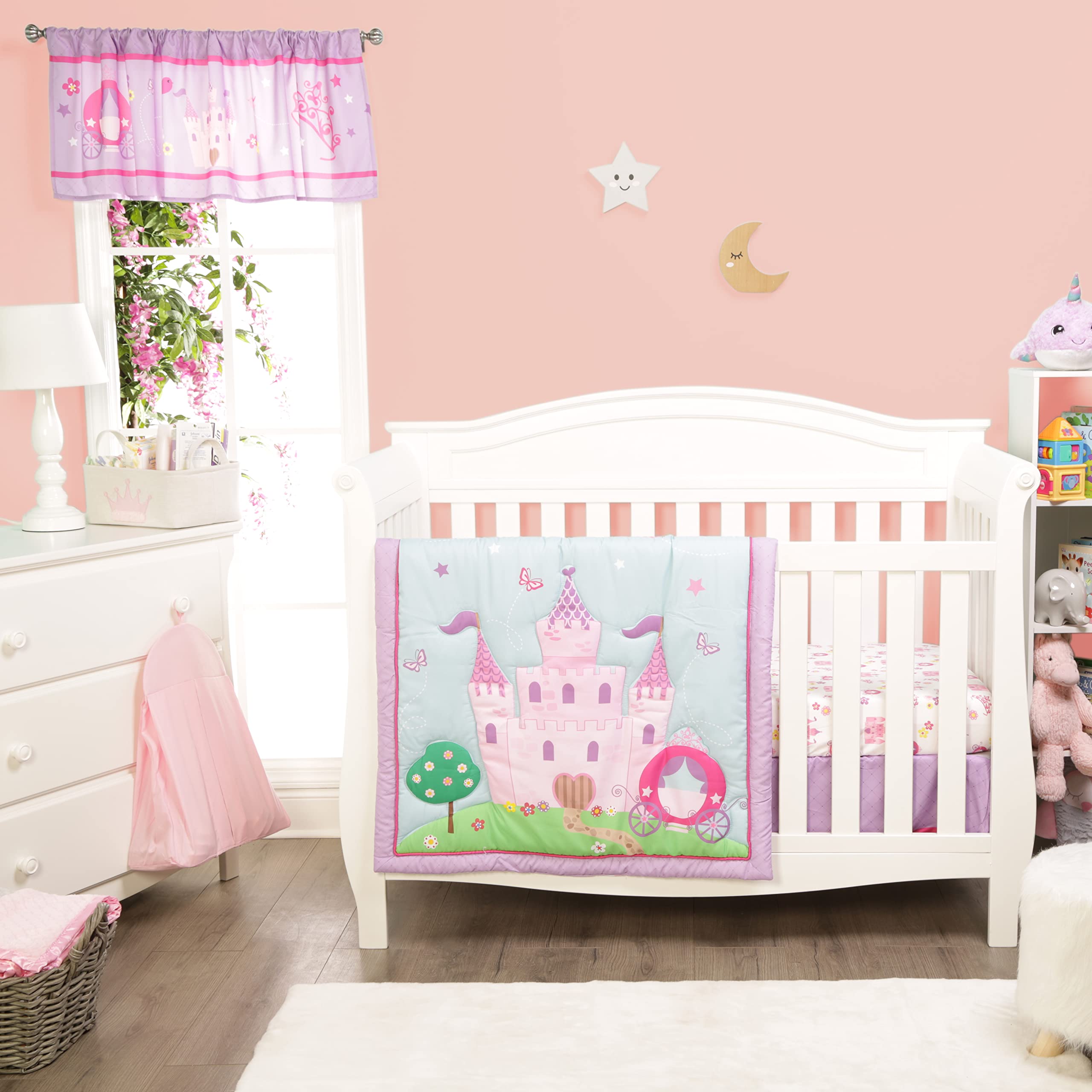 Everyday Kids princess valance 60x15 inches fits 36–48 inch windows.