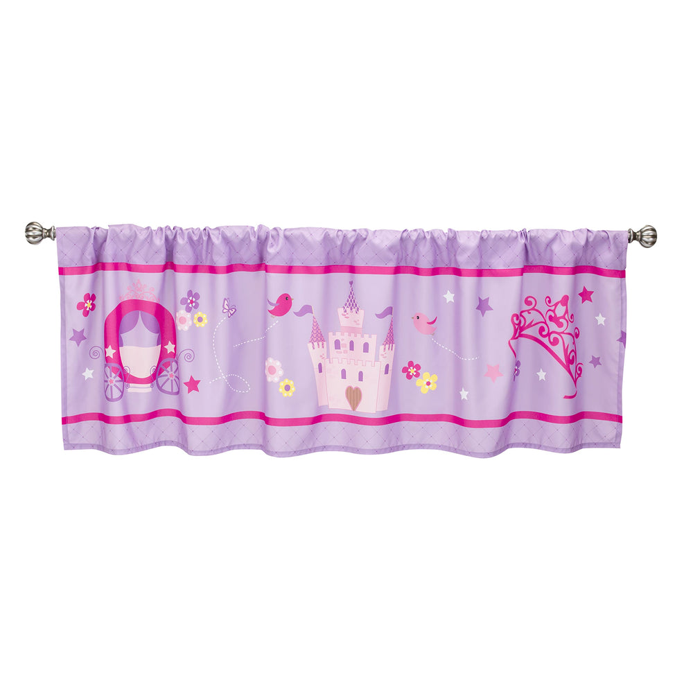 Everyday Kids princess valance shows a castle print to spark imaginative play.