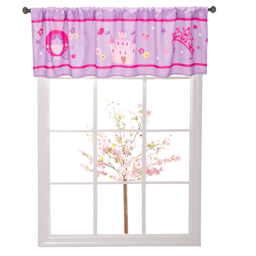 Everyday Kids princess valance with a 3 inch rod pocket is easy to install.