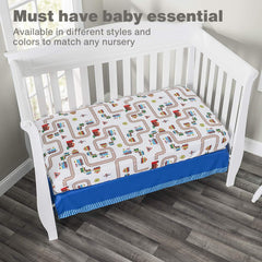 Everyday Kids soft microfiber crib sheet close-up shows smooth texture and vibrant color.