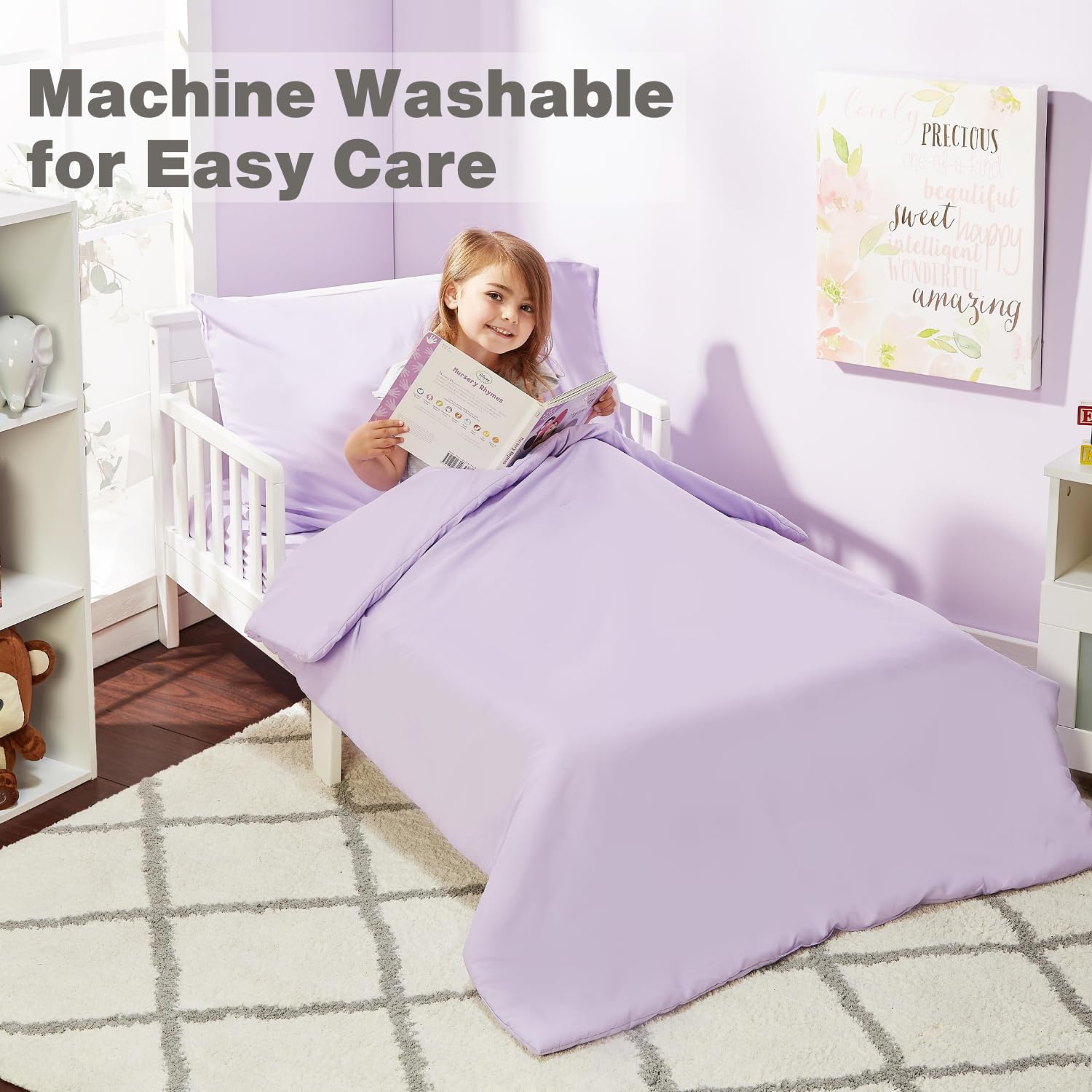 EVERYDAY KIDS toddler bedding flat sheet spread highlights breathable fabric