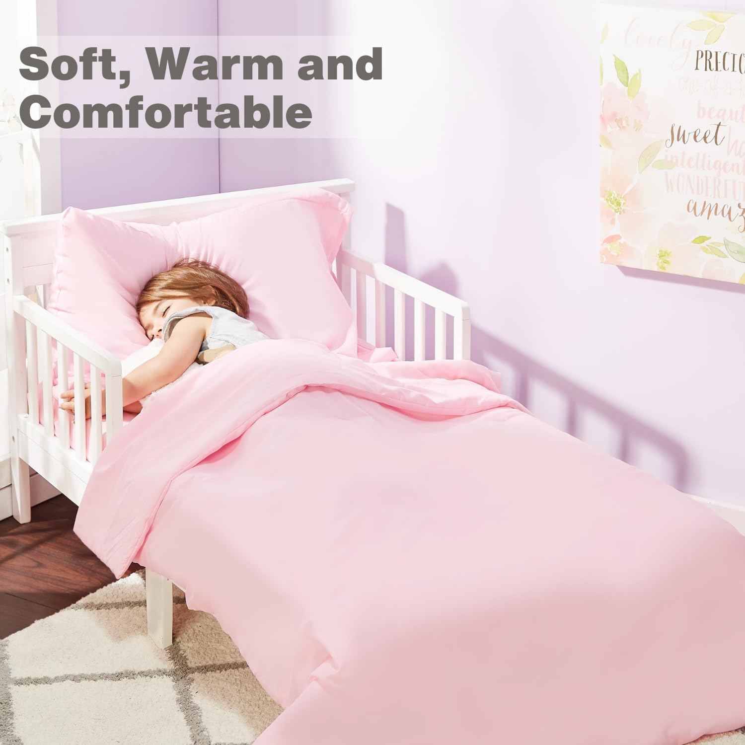 Everyday Kids pink pillowcase included for a complete sleep set