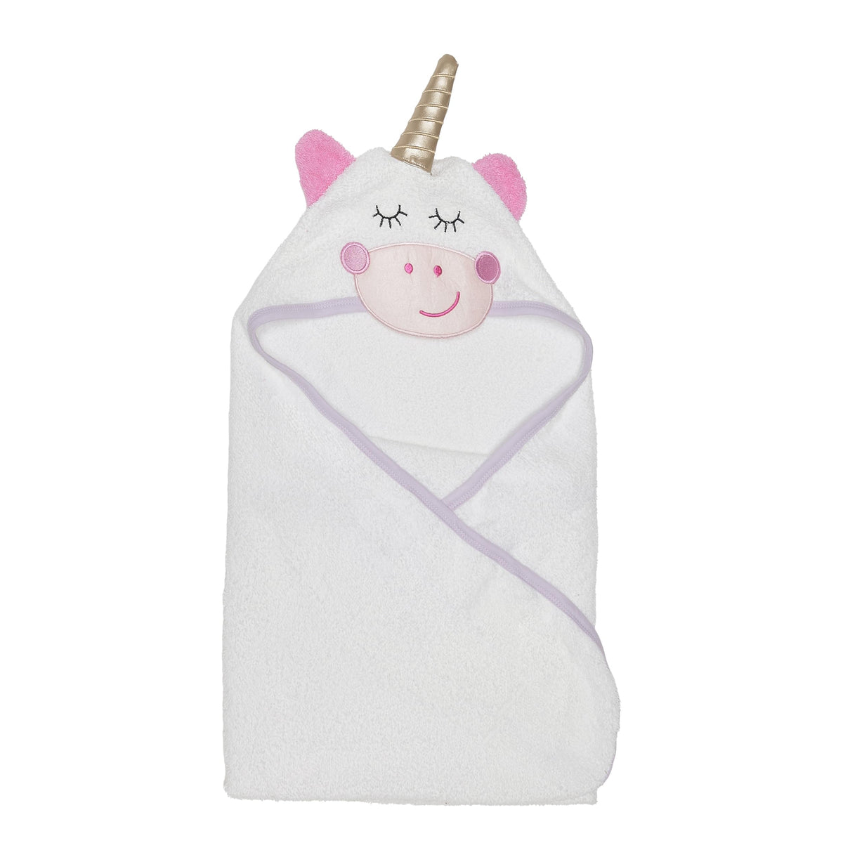 EVERYDAY KIDS unicorn hooded towel with 3D face for cozy bath time