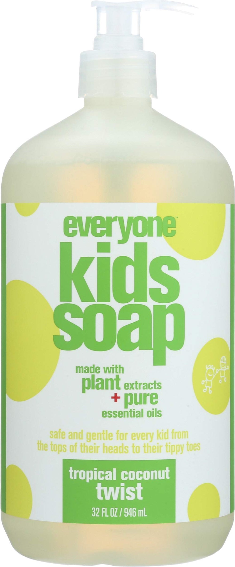 Everyone 3in1 Tropical Coconut bottle for multitask cleansing (body wash, bubbles, shampoo).