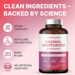 Eve's Cycle bottle highlighting Kacip Fatimah extract, traditional botanical support.