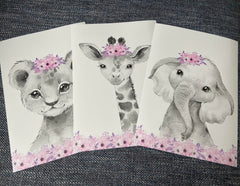 Eviepops Prints safari animals nursery wall art – colorful trio to spark nursery storytelling