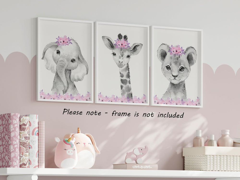 Eviepops Prints safari animals nursery wall art – suitable for 8x10, 11x14, or 12x16 frames