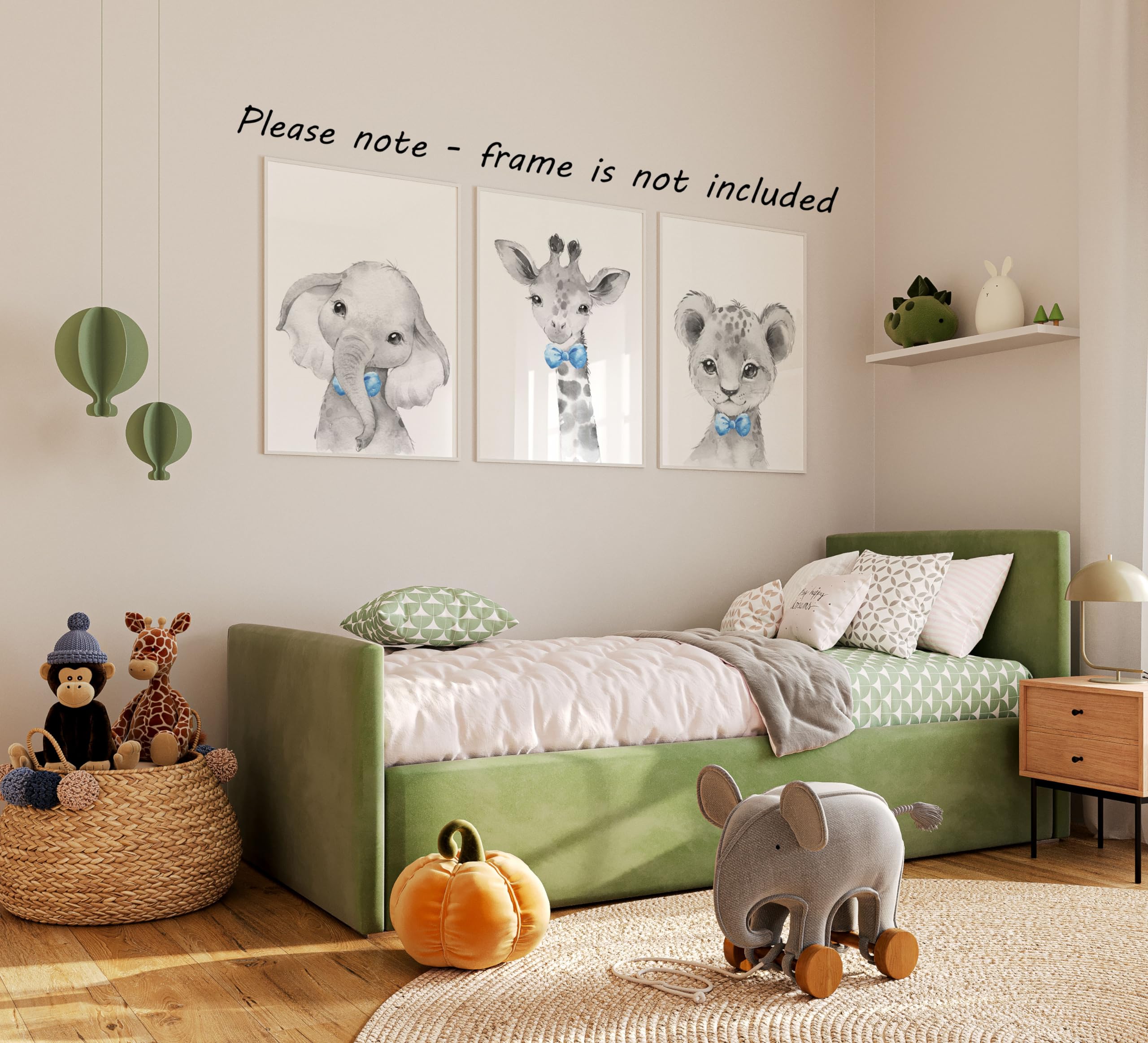 Eviepops Prints elephant gray wall art ready to frame for coordinated nursery decor.