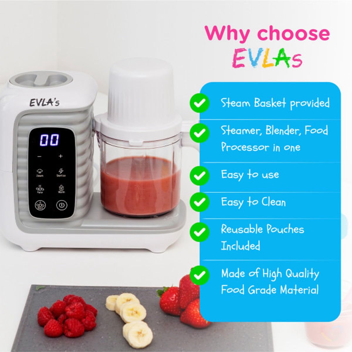 EVLA'S reheat and defrost functions for safe, ready-to-serve meals.