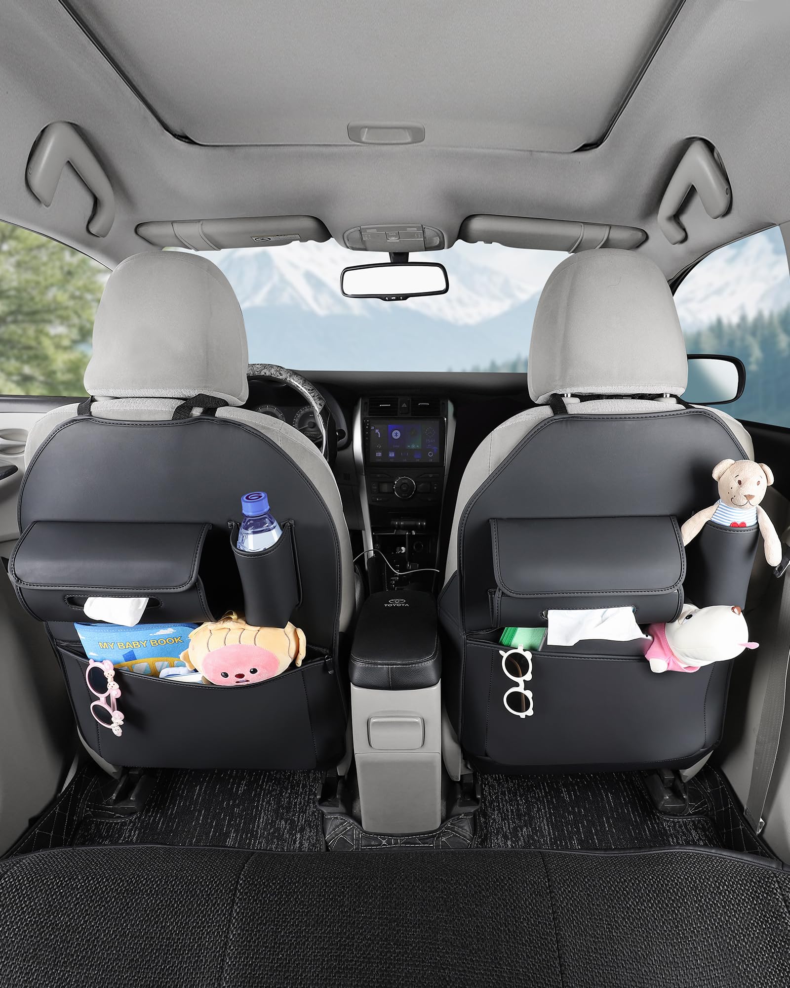 EVMODS back seat protector featuring oversized storage pocket keeps Tesla rear tidy