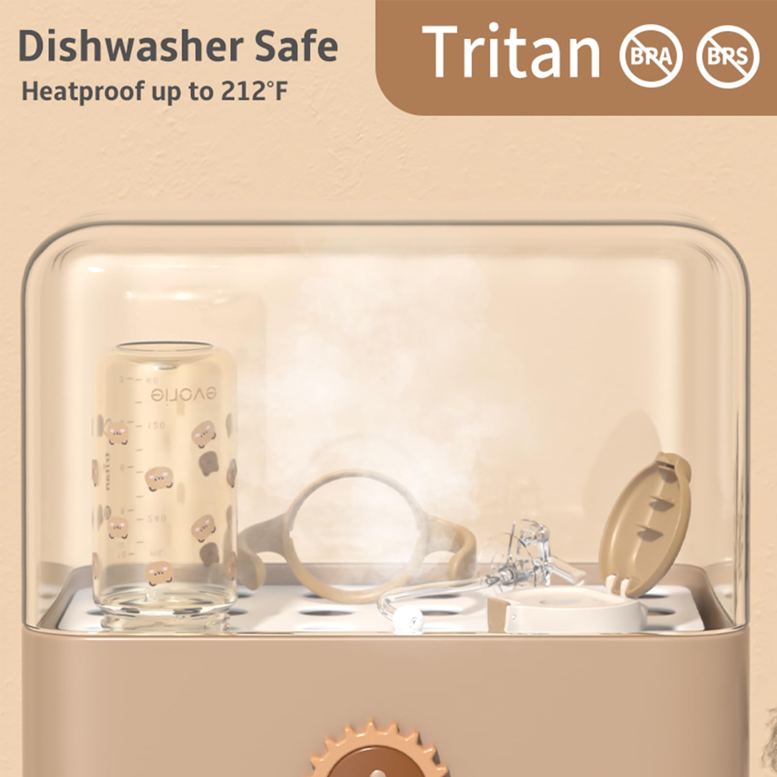 Evorie clear, crystal-like Tritan maintains clarity after many washes.