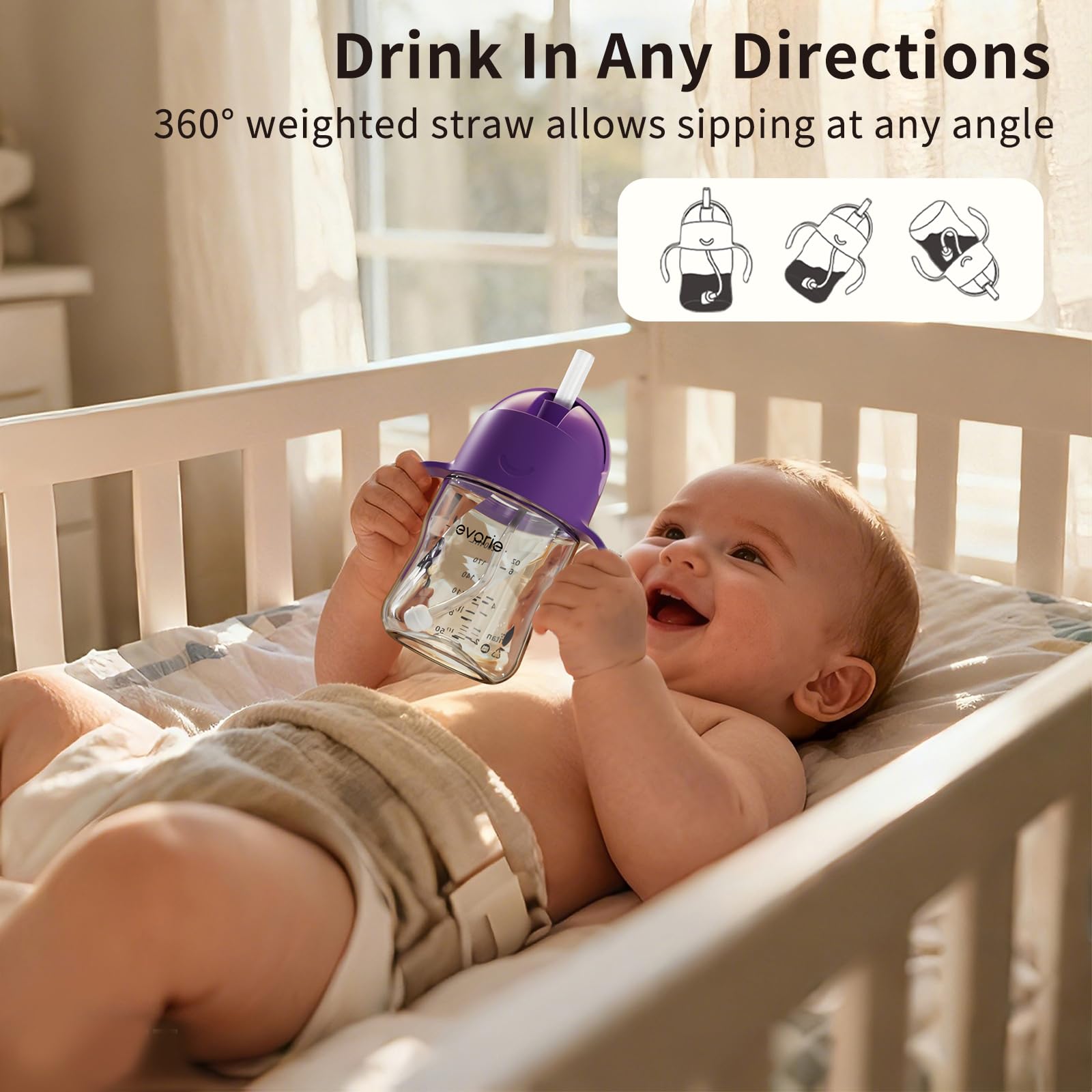 Evorie flip-top spill-proof lid on the sippy cup