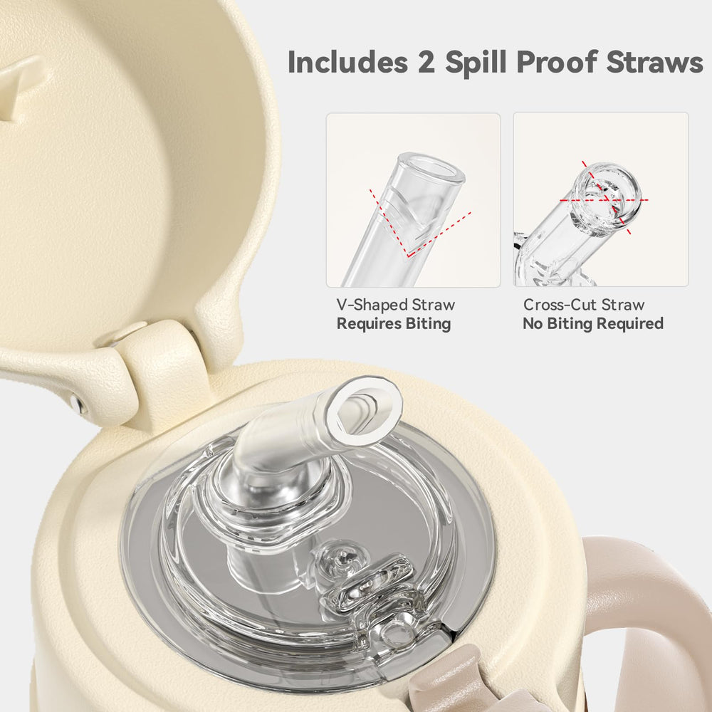 Evorie dual straw system for bite and sip option, leak-proof