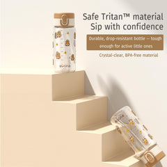 Evorie Tritan kids bottle leak-proof cap, prevents spills at school and home.
