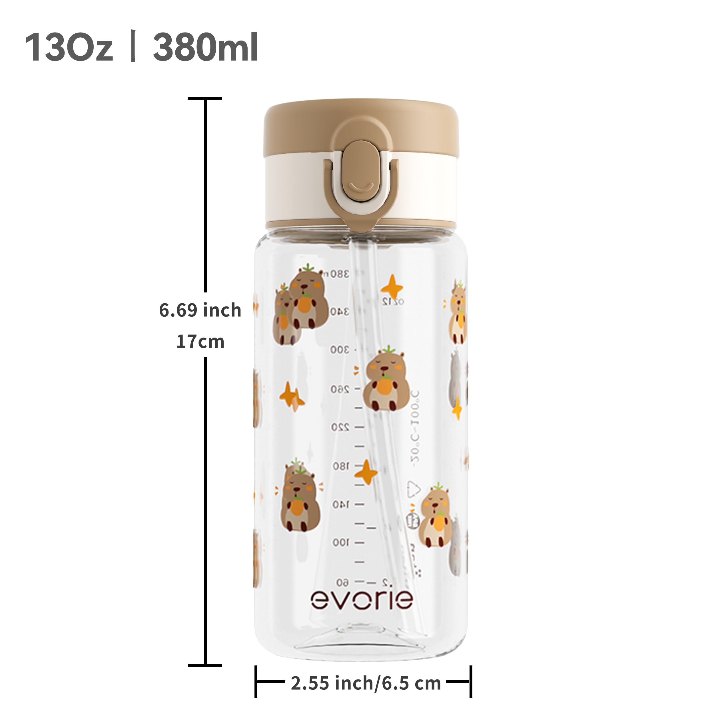 Evorie Tritan kids bottle easy-grip shape, comfortable for tiny hands.