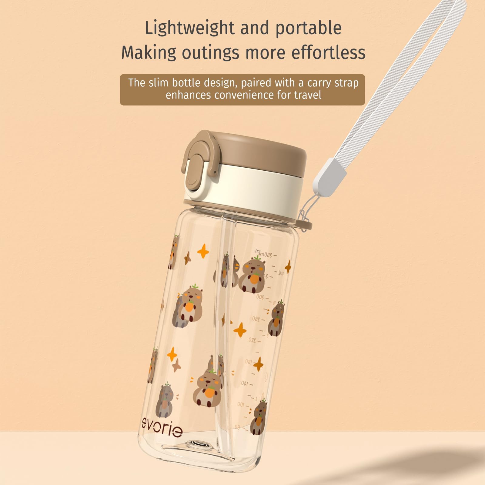 Evorie Tritan kids bottle school-use friendly, lightweight and portable.