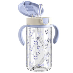 Evorie Tritan spill-proof toddler cup with blue rabbit design—ten-ounce capacity for on-the-go hydration.