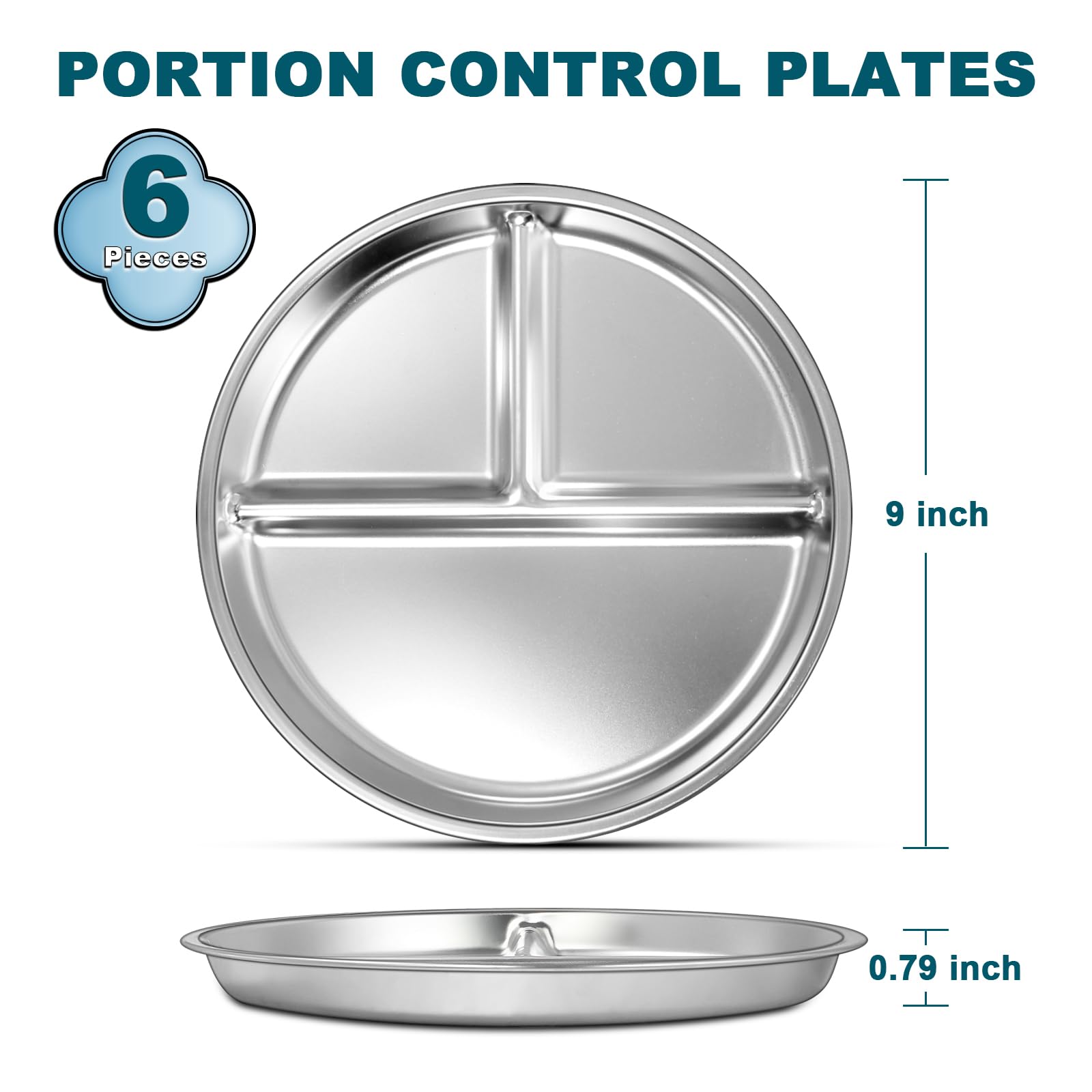 EWFEN divided plate 9 inch showcases three sections for variety.
