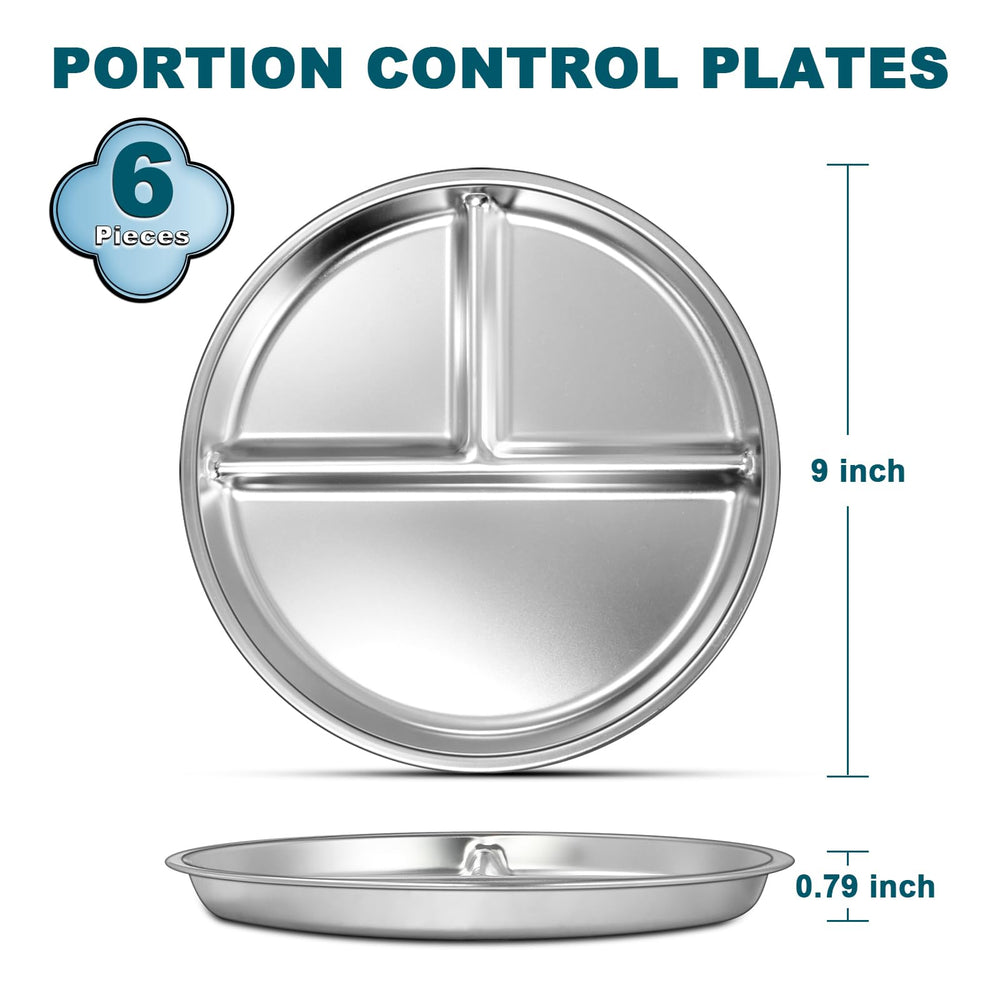 EWFEN divided plate 9 inch showcases three sections for variety.