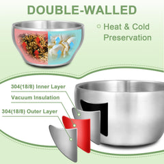 EWFEN SUS304 double-walled bowl held to illustrate safe temperature.