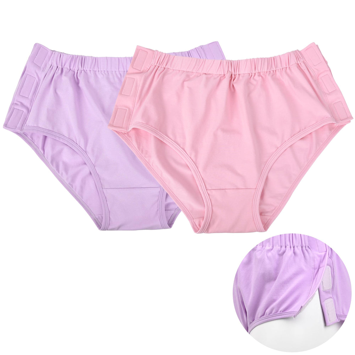 EXCLEN women's adaptive briefs pink with side closure provide easy dressing for mobility challenges.