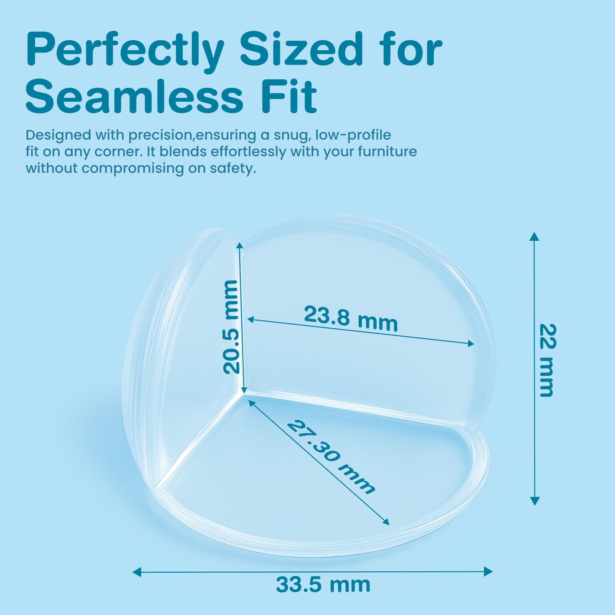 EXCOLIT clear edge guard on table corner blends with décor for discreet protection.