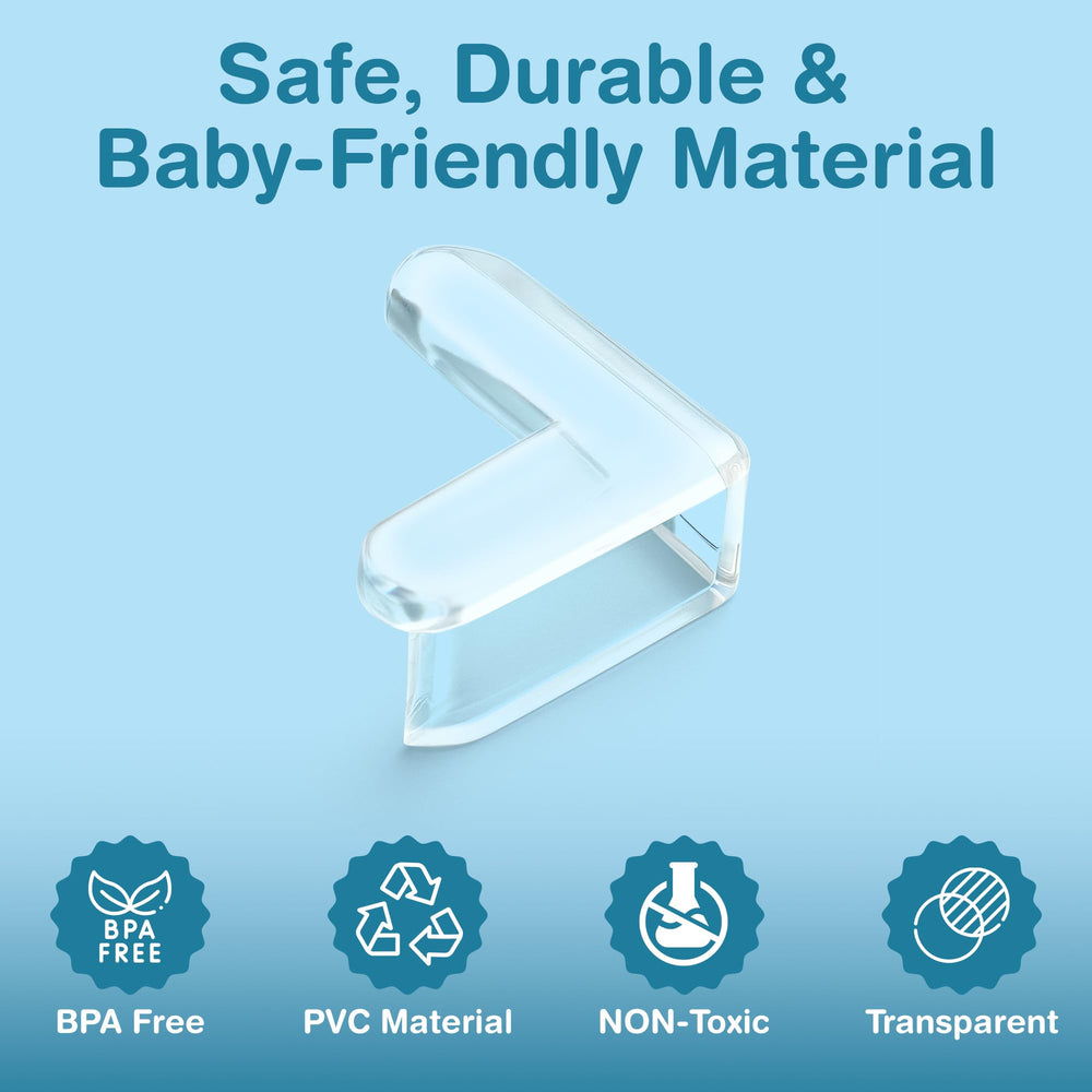 EXCOLIT baby safety guards reduce risk around corners and edges.