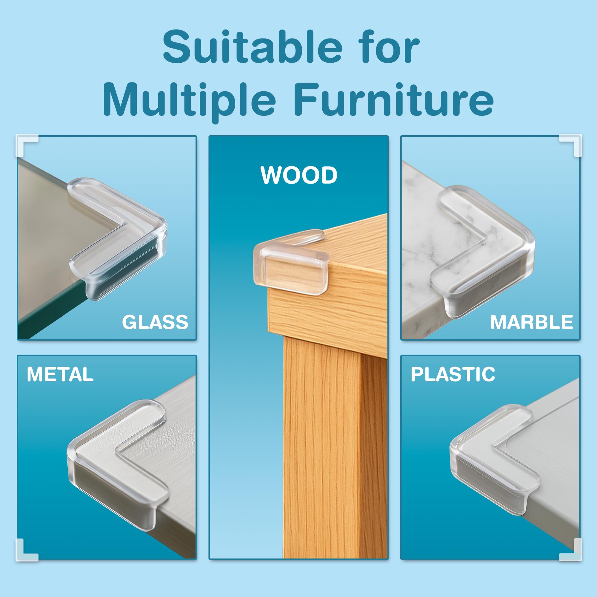 EXCOLIT table corner protector in clear design blends with décor.