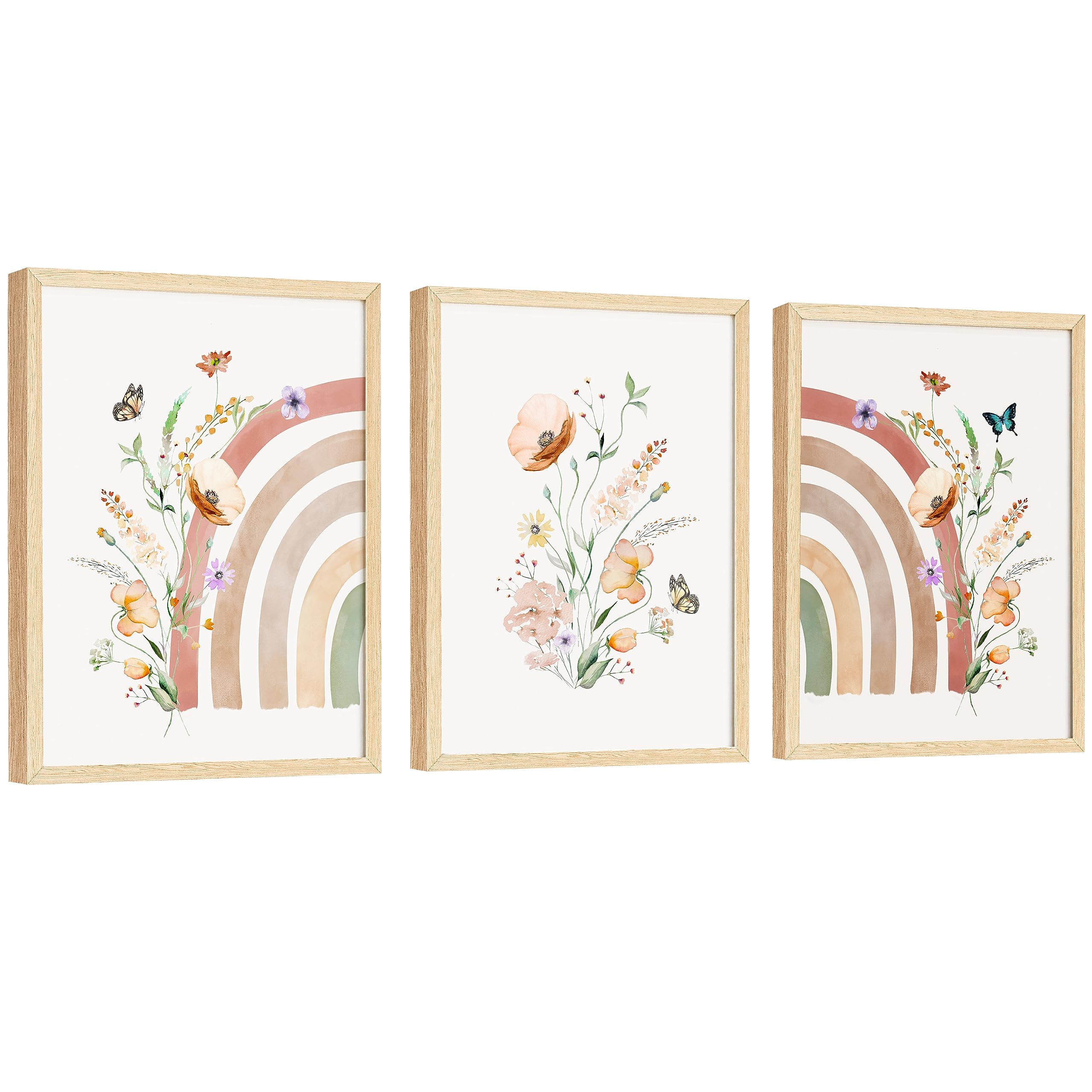 EXCOOL CLUB Rainbow Nursery Decor floral rainbow wall art brightens a girls room