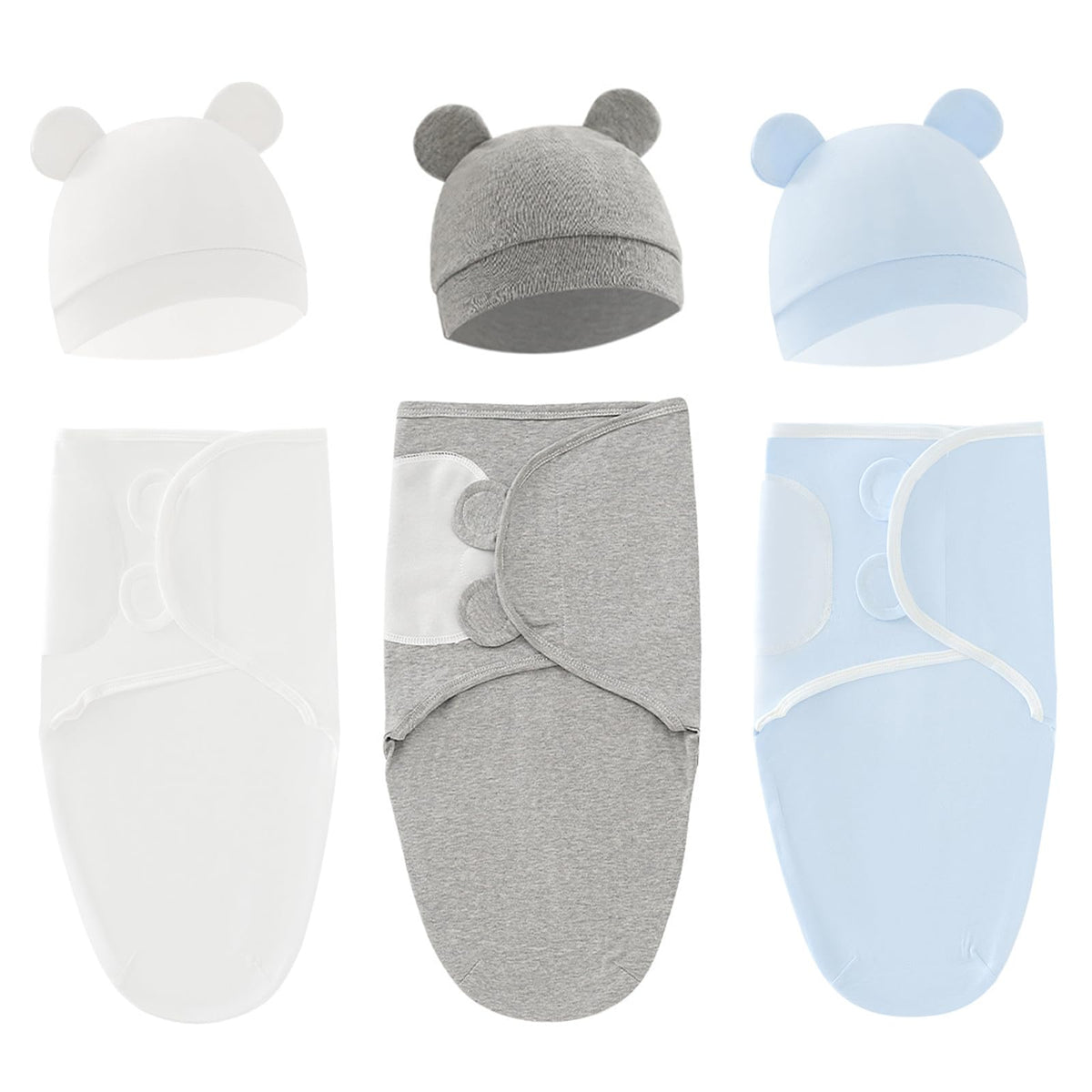 Exemaba baby swaddle sleep sack in white for cozy newborn comfort and security.