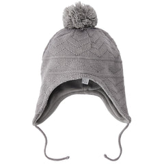 Exemaba knit beanie pom-pom in grey adds cute style while staying warm