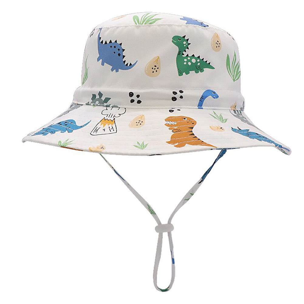 Exemaba toddler sun hat worn by child on the beach demonstrating secure fit