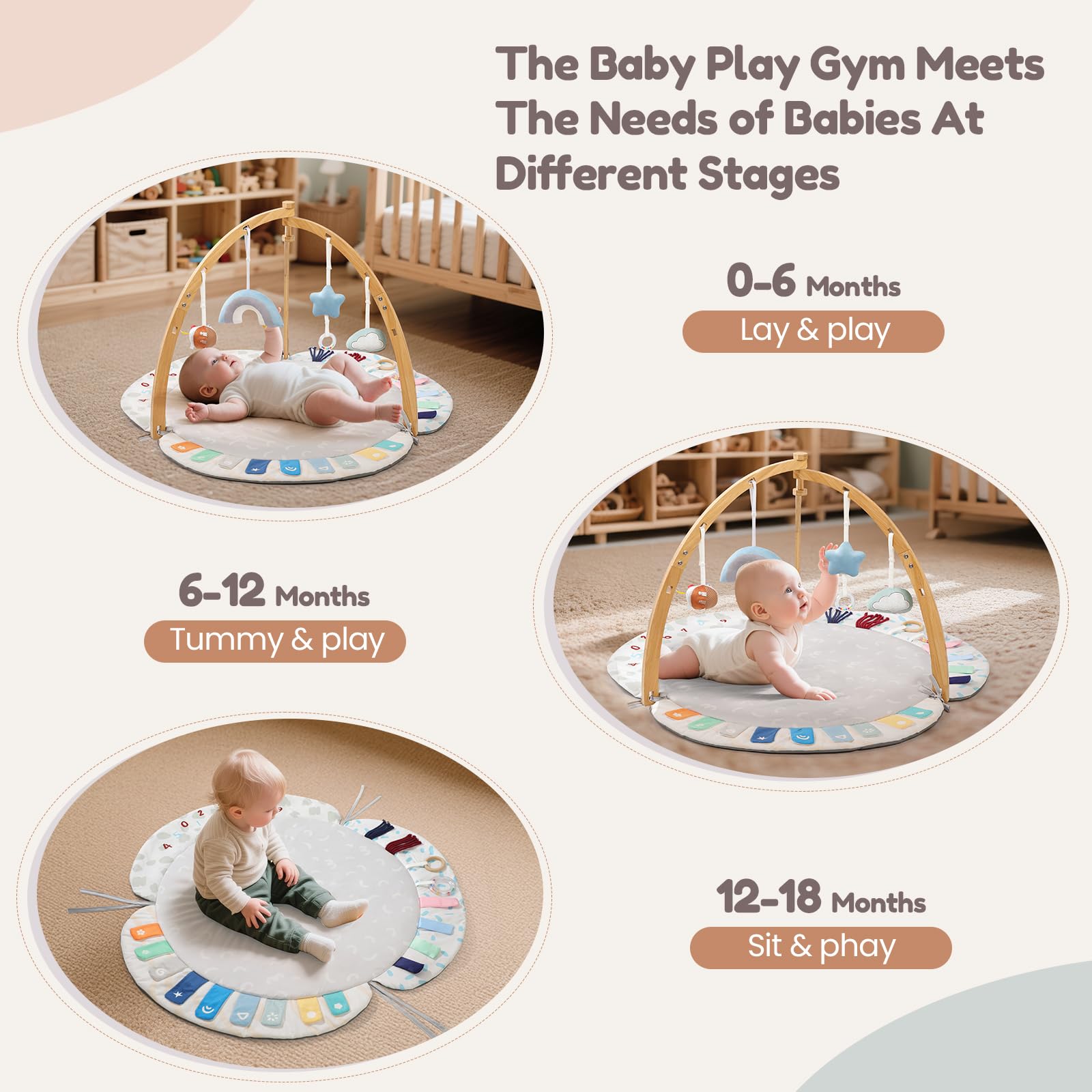 Easy tool-free assembly instruction illustration for EXIN DECHEN play gym